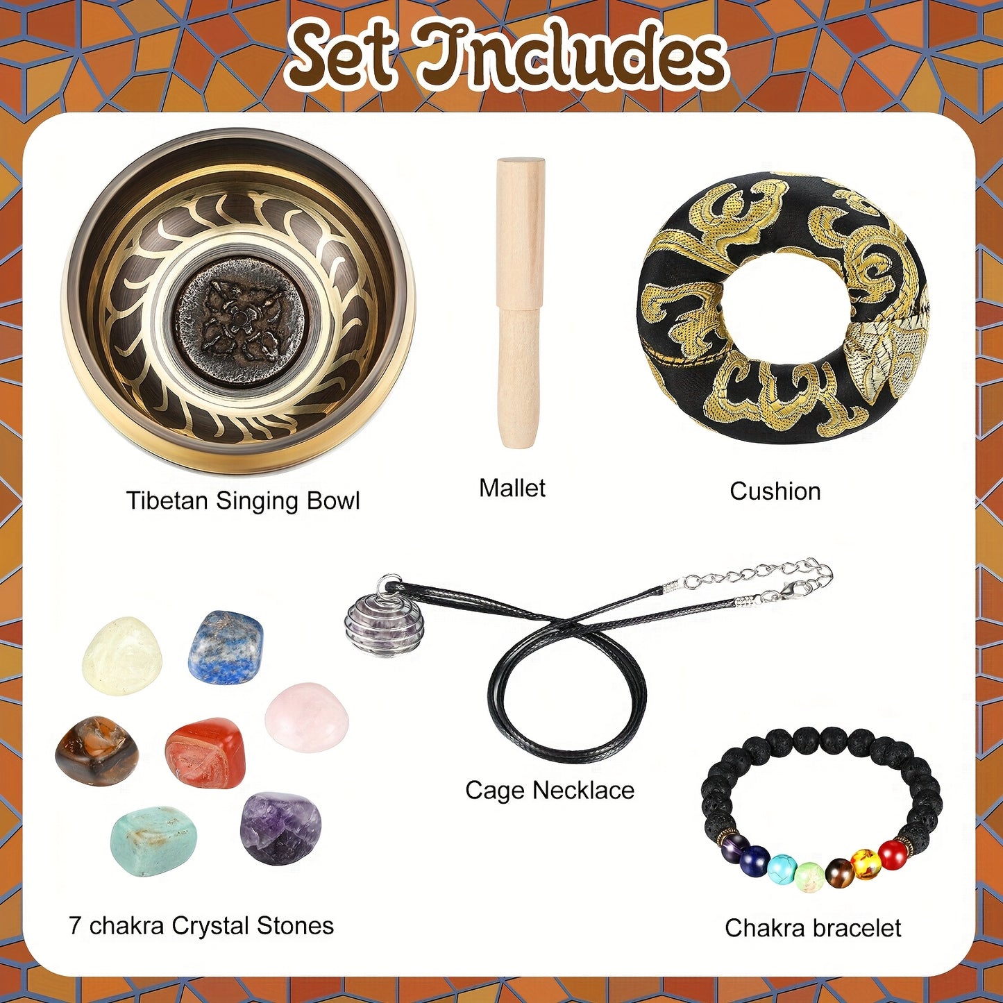 Tibetan Singing Bowls Set For Healing - Meditation Sound Bath Bowl 7pcs